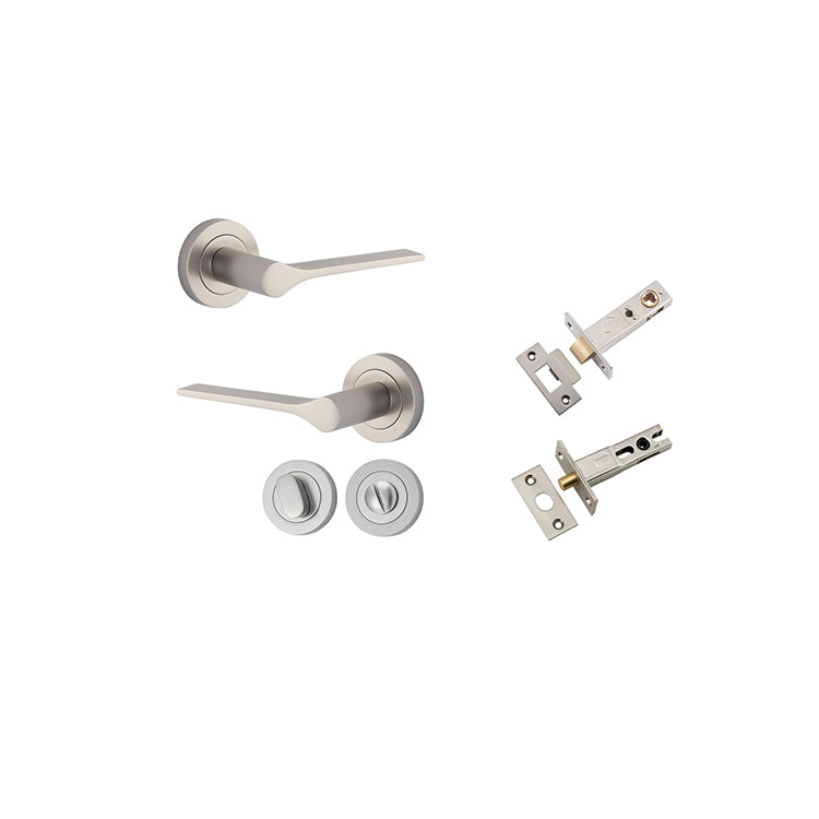 Como Lever - Round Rose Privacy Kit Satin Nickel / Solid Brass