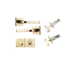 Annecy Lever - Square Rose Privacy Kit with Separate Privacy Turn Polished Brass / Solid Brass