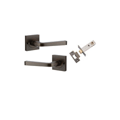 Annecy Lever - Square Rose (Inbuilt Privacy) Antique Brass / Solid Brass