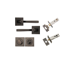 Annecy Lever - Square Rose Privacy Kit with Separate Privacy Turn Antique Brass / Solid Brass