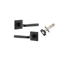 Annecy Lever - Square Rose (Inbuilt Privacy) Matt Black / Solid Brass