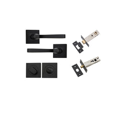 Annecy Lever - Square Rose Privacy Kit with Separate Privacy Turn Matt Black / Solid Brass