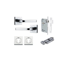 Annecy Lever - Square Rose Entrance Kit with Separate High Security Lock Chrome Plated / Solid Brass