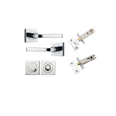 Annecy Lever - Square Rose Privacy Kit with Separate Privacy Turn Chrome Plated / Solid Brass
