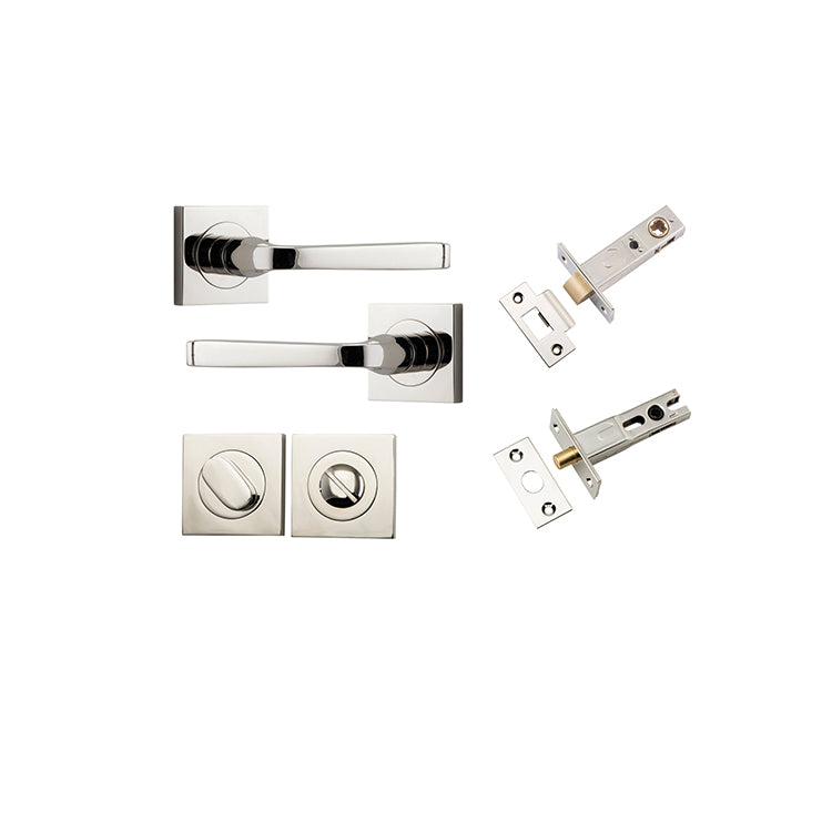 Annecy Lever - Square Rose Privacy Kit with Separate Privacy Turn Polished Nickel / Solid Brass
