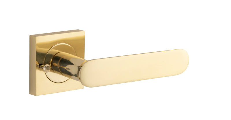 Bronte Lever - Square Rose Privacy Kit (Inbuilt Privacy) Polished Brass / Solid Brass