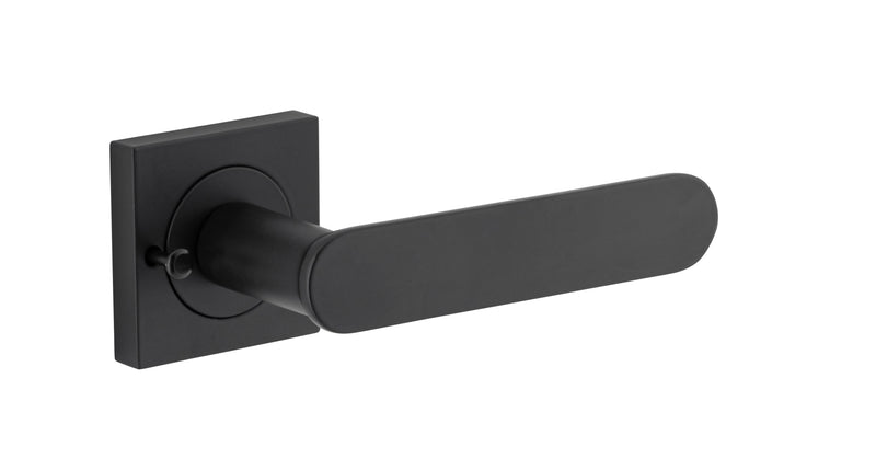 Bronte Lever - Square Rose Privacy Kit (Inbuilt Privacy) Matt Black / Solid Brass