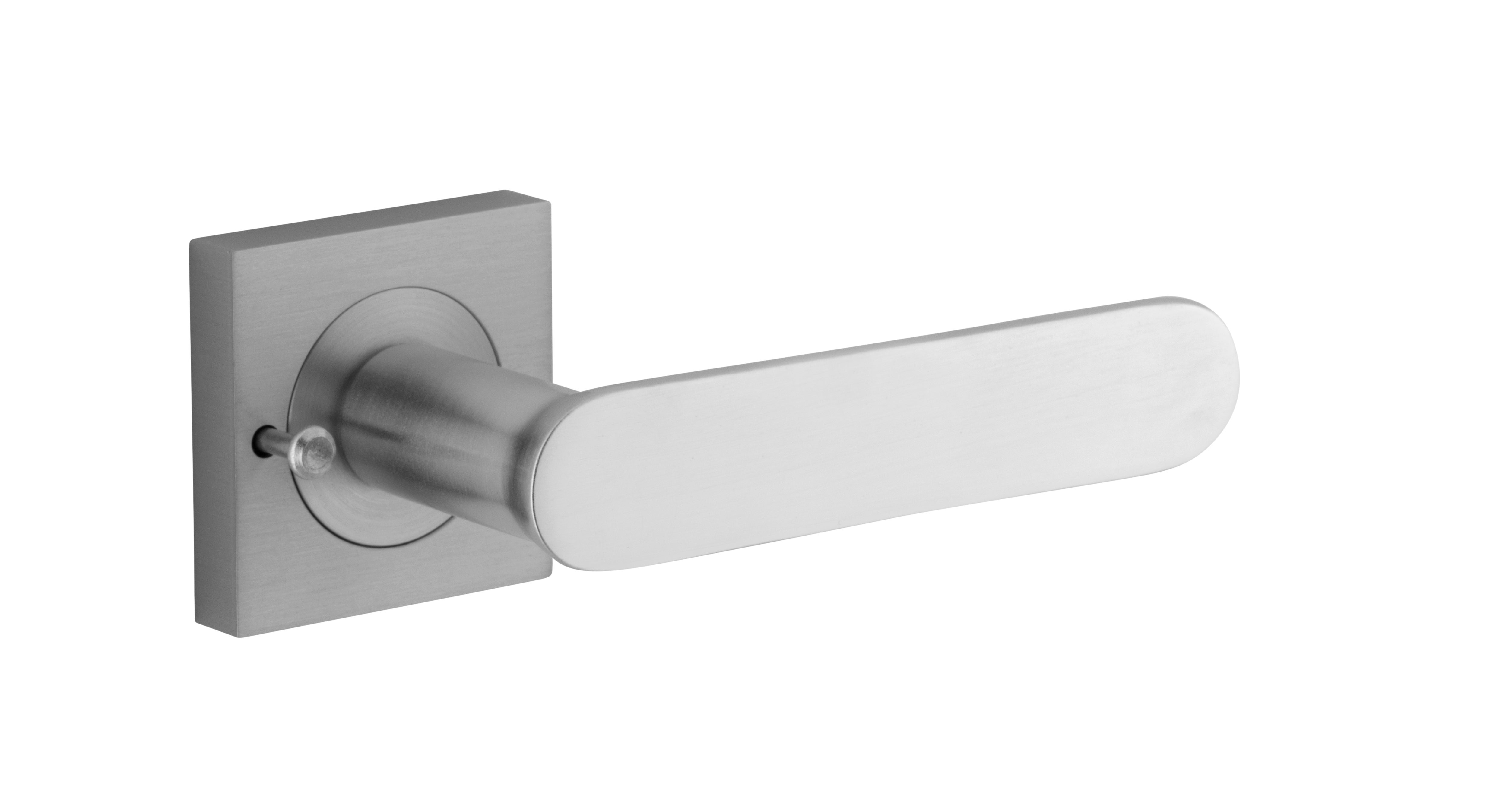 Bronte Lever - Square Rose Privacy Kit (Inbuilt Privacy) Satin Chrome / Solid Brass