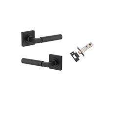Berlin Lever - Square Rose Passage Kit Matt Black / Solid Brass