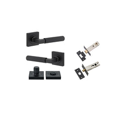 Brunswick Lever - Square Rose Privacy Kit Matt Black / Solid Brass