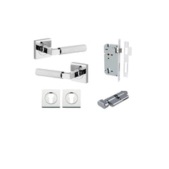Brunswick Lever - Square Rose Entrance Kit with High Security Lock Chrome Plated / Solid Brass