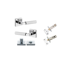 Brunswick Lever - Square Rose Privacy Kit Chrome Plated / Solid Brass