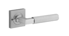Brunswick Lever - Square Rose Privacy Kit (Inbuilt Privacy) Satin Chrome / Solid Brass