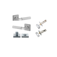Brunswick Lever - Square Rose Privacy Kit Satin Chrome / Solid Brass
