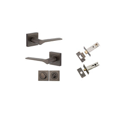 Como Lever - Square Rose Privacy Kit Antique Brass / Solid Brass