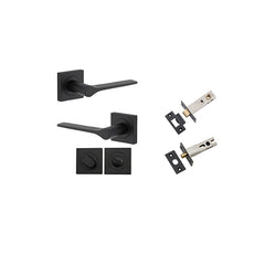 Como Lever - Square Rose Privacy Kit Matt Black / Solid Brass