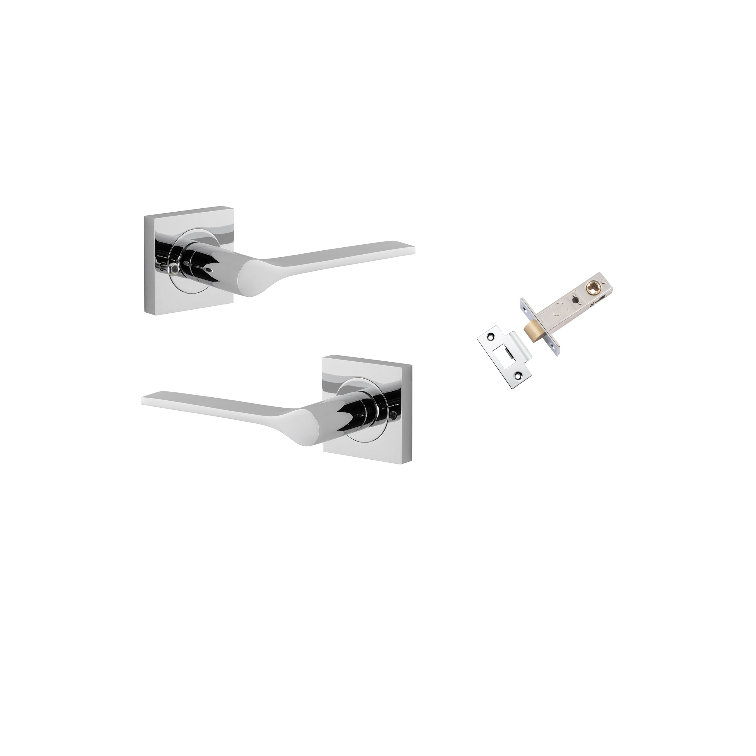 Como Lever - Square Rose Privacy Kit (Inbuilt Privacy) Chrome Plated / Solid Brass