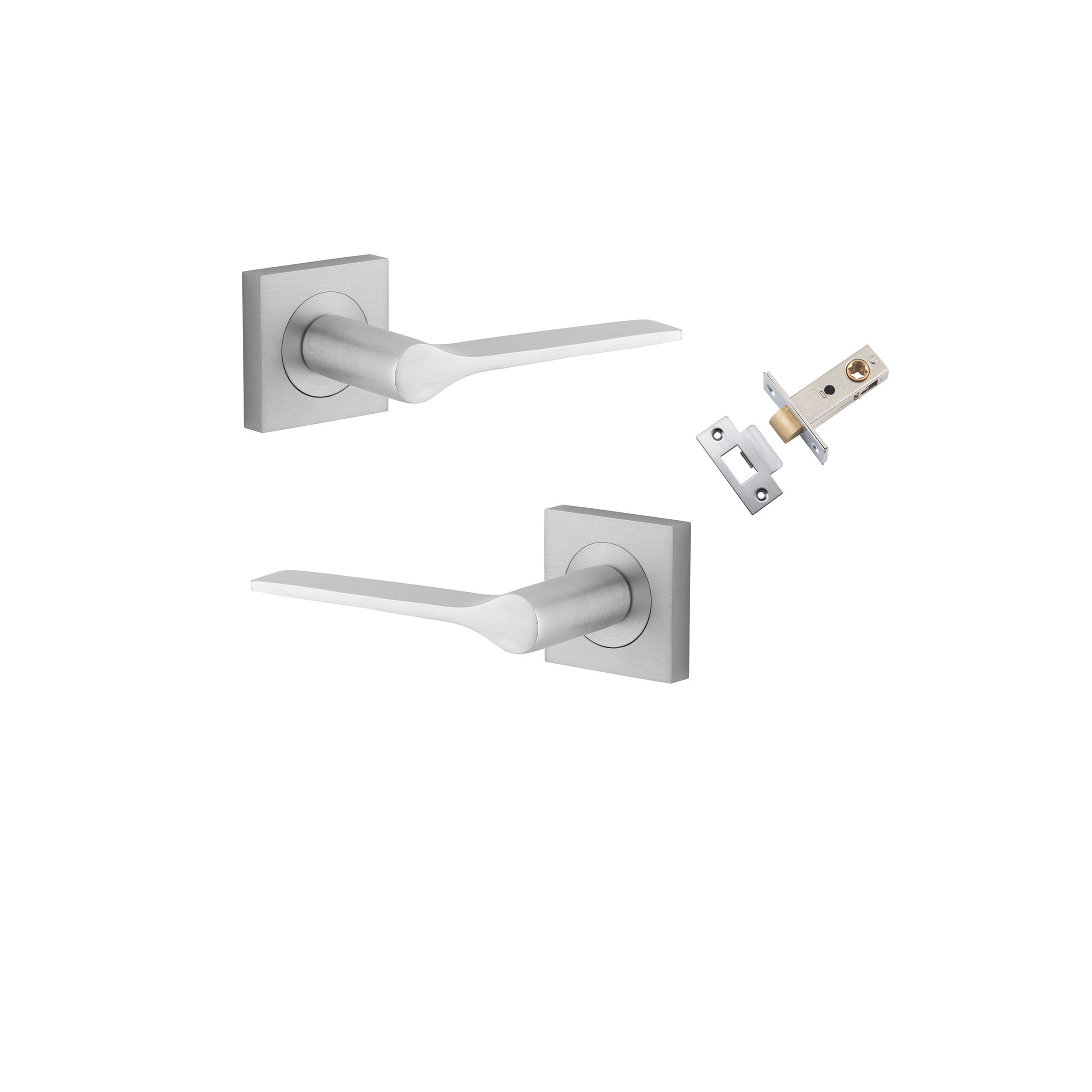 Como Lever - Square Rose Passage Kit Satin Chrome / Solid Brass
