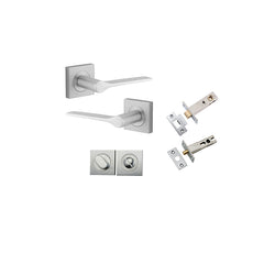 Como Lever - Square Rose Privacy Kit Satin Chrome / Solid Brass