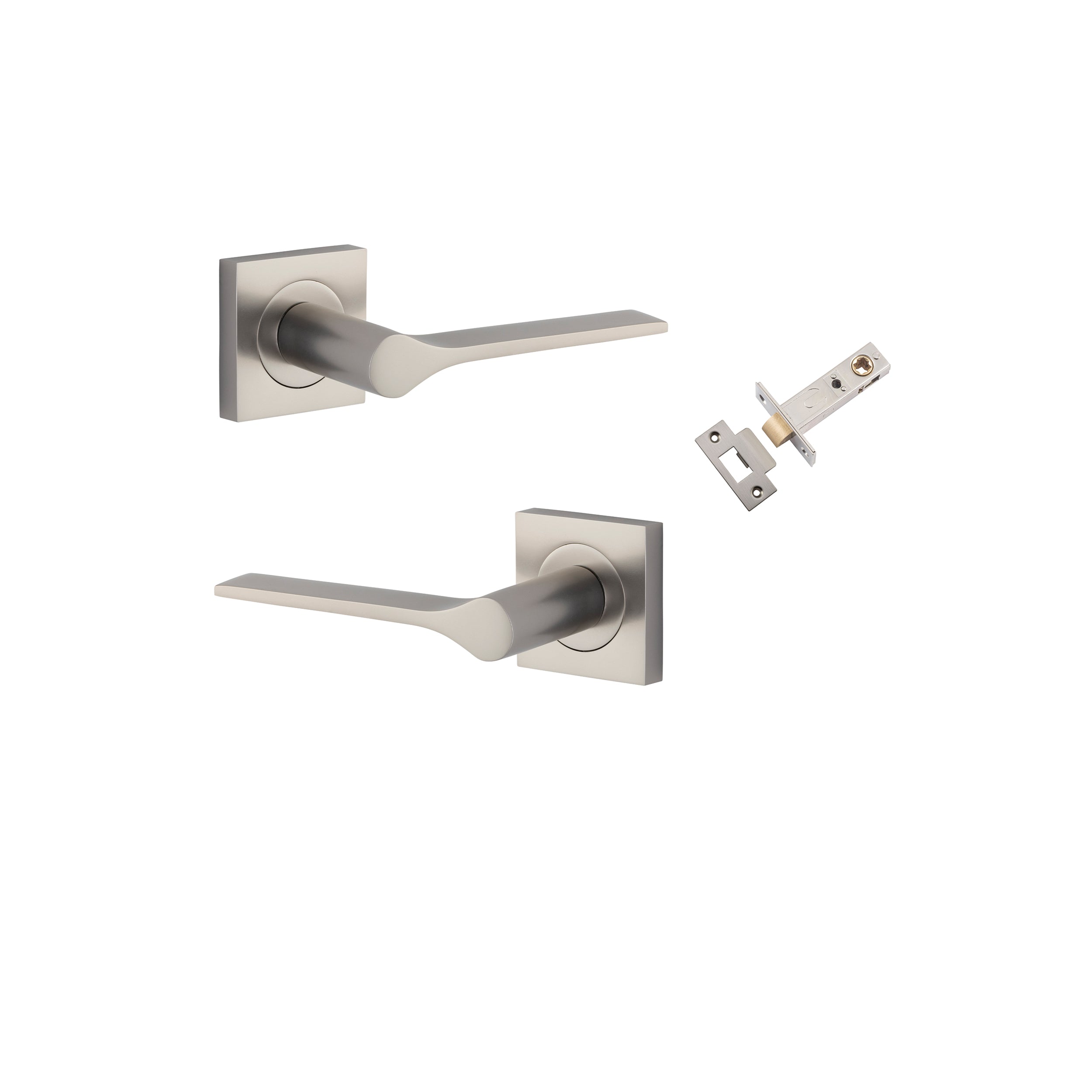 Como Lever - Square Rose Passage Kit Satin Nickel / Solid Brass