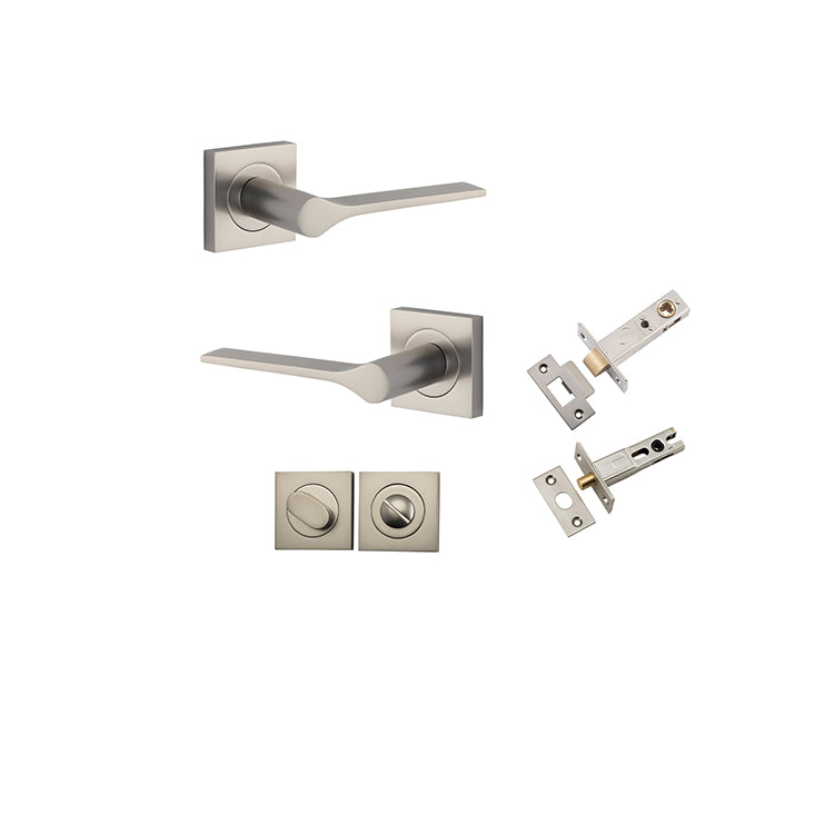 Como Lever - Square Rose Privacy Kit Satin Nickel / Solid Brass