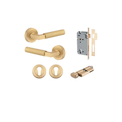 Berlin Lever - Round Rose Entrance Kit with High Security Lock Satin Brass / Solid Brass
