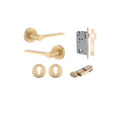 Como Lever - Round Rose Entrance Kit with High Security Lock Satin Brass / Solid Brass