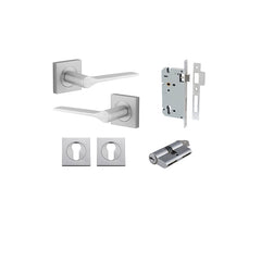 Como Lever - Square Rose Entrance Kit with High Security Lock Satin Brass / Solid Brass
