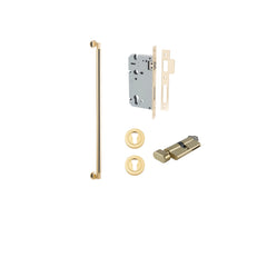 Berlin Pull Handle - 600mm Entrance Kit with Separate High Security Lock Polished Brass / Solid Brass