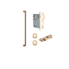 Berlin Pull Handle - 600mm Entrance Kit with Separate High Security Lock Satin Brass / Solid Brass