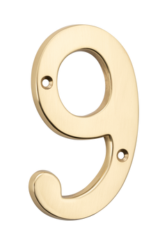 Numerals - 9 Polished Brass