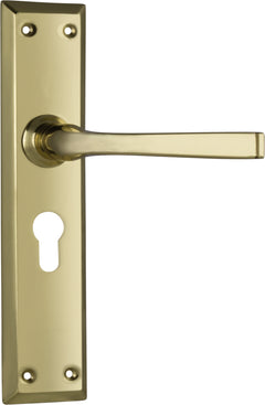 Menton Lever - Long Backplate Polished Brass / Euro | Entrance