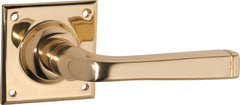 Menton Lever - Square Rose Polished Brass / Passage