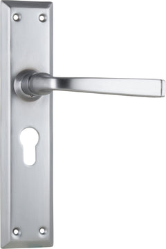 Menton Lever - Long Backplate Satin Chrome / Euro | Entrance