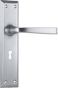 Menton Lever - Long Backplate Satin Chrome / Lock | Lock (Skeleton Key)