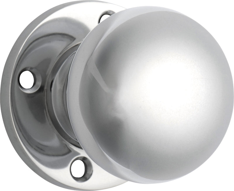 Retro Fit Mortice Knob - Round Rose Chrome Plated / Passage