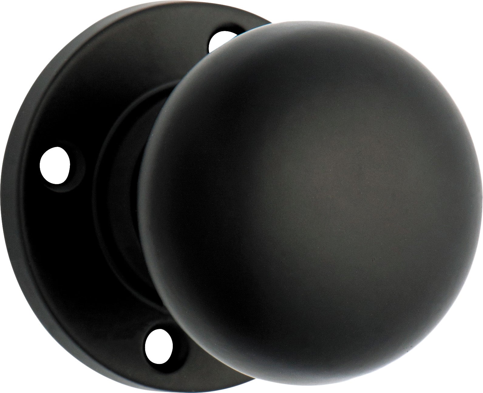 Retro Fit Mortice Knob - Round Rose Matt Black / Passage