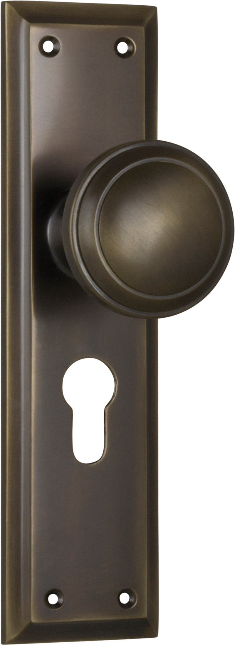 Milton Knob - Long Backplate Antique Brass / Euro | Entrance