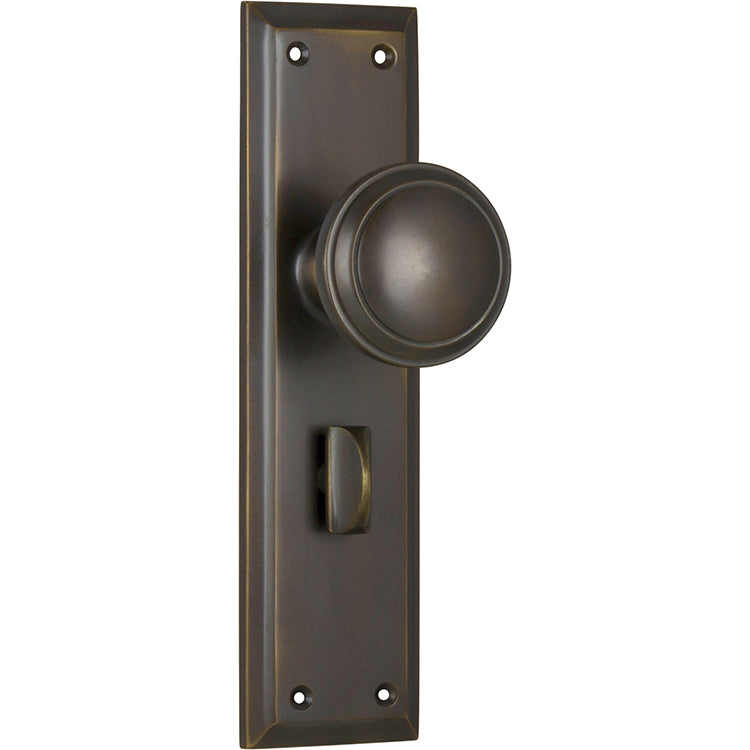 Milton Knob - Long Backplate Antique Brass / Privacy | Privacy