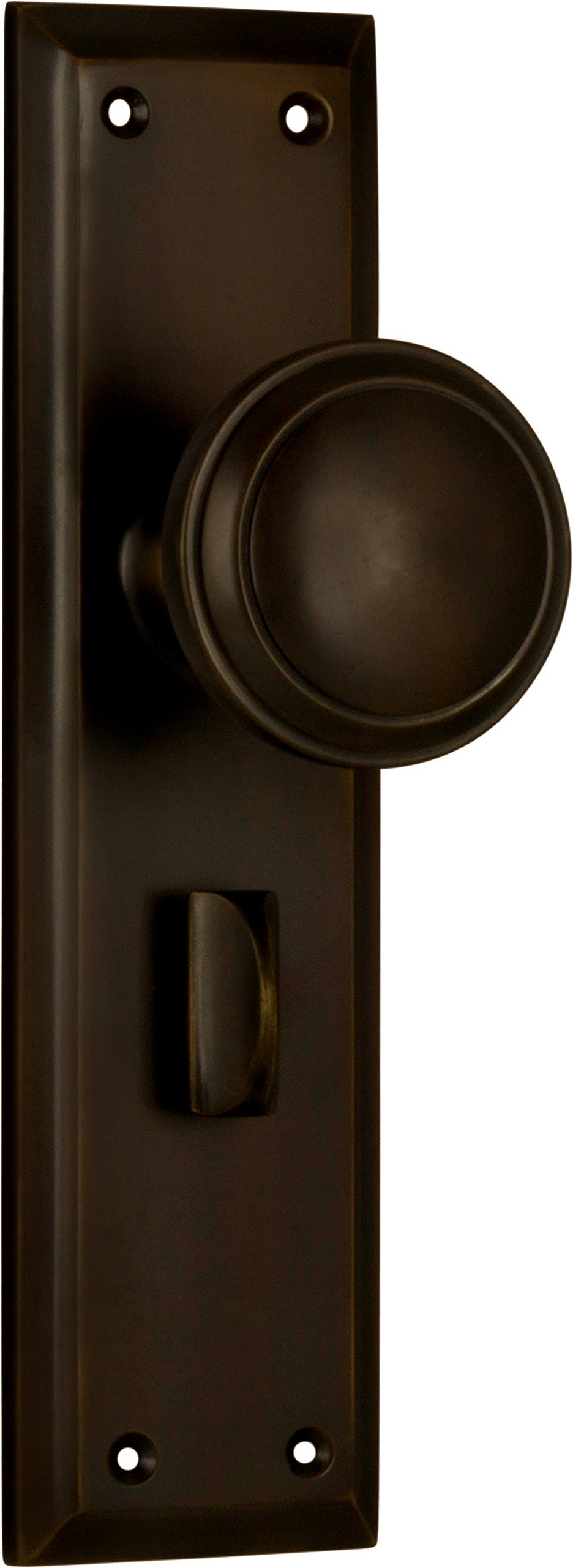 Milton Knob - Long Backplate Antique Brass / Privacy | Privacy