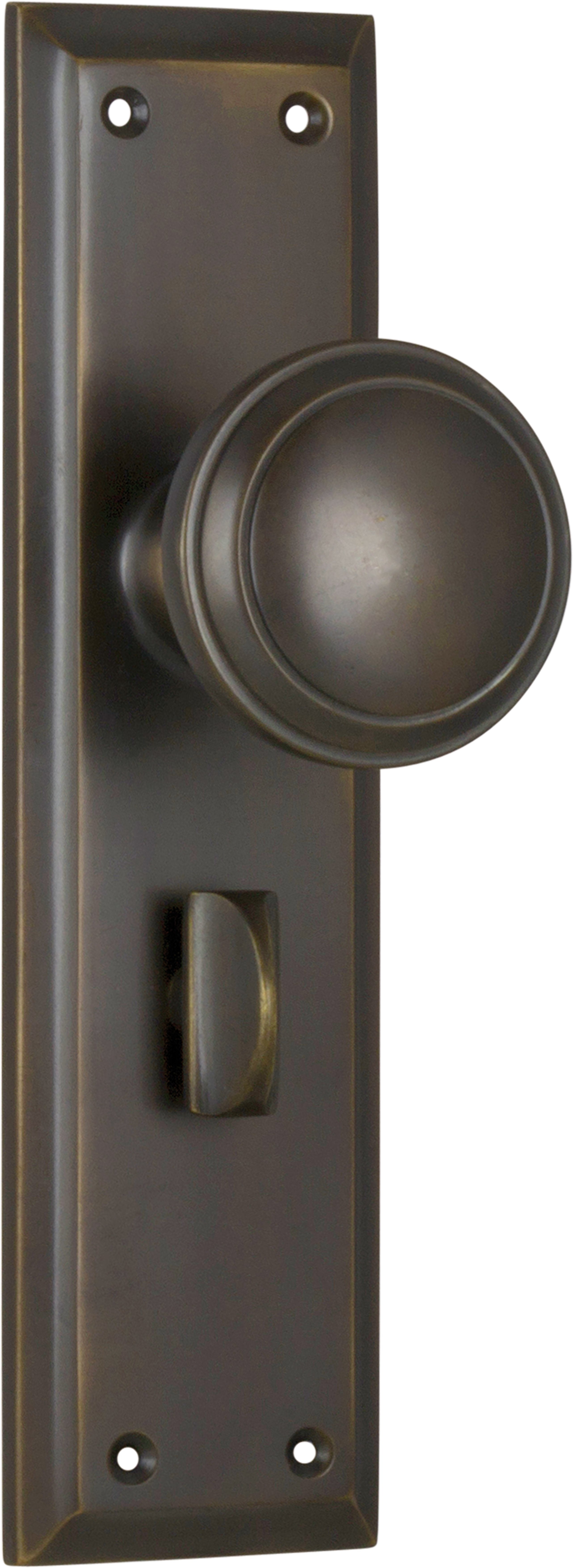 Milton Knob - Long Backplate Antique Brass / Privacy | Privacy