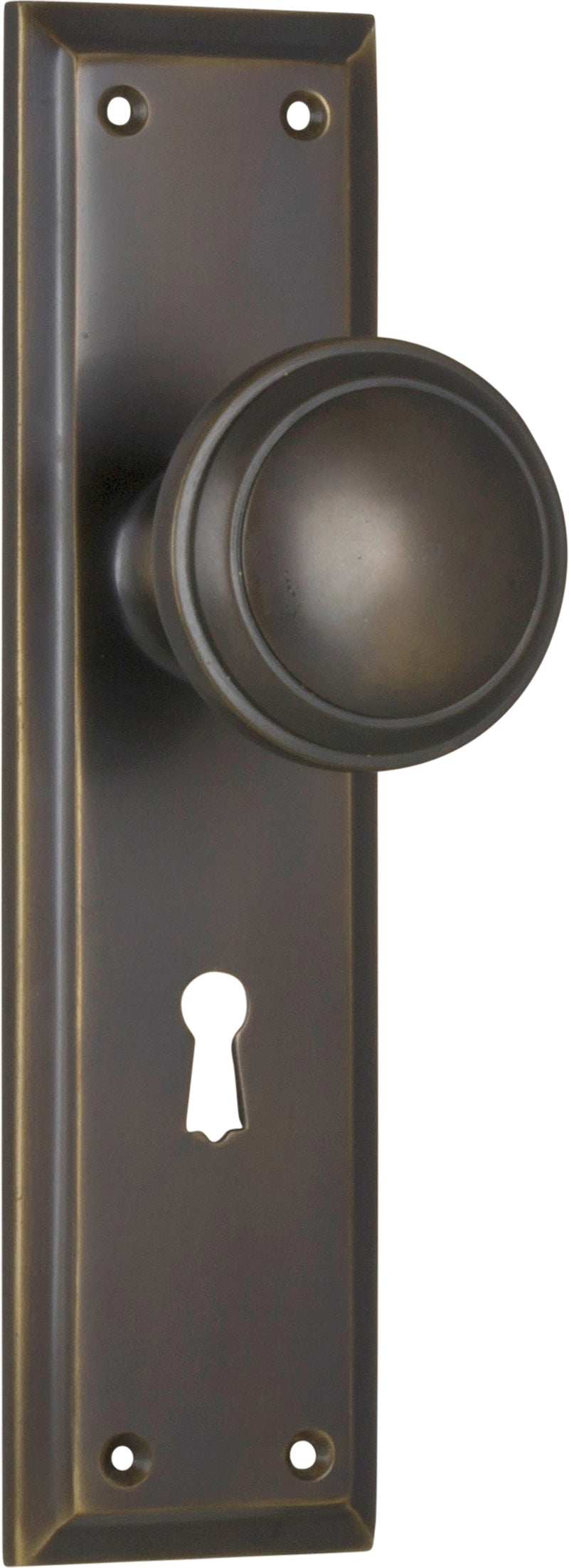 Milton Knob - Long Backplate Antique Brass / Lock | Lock (Skeleton Key)