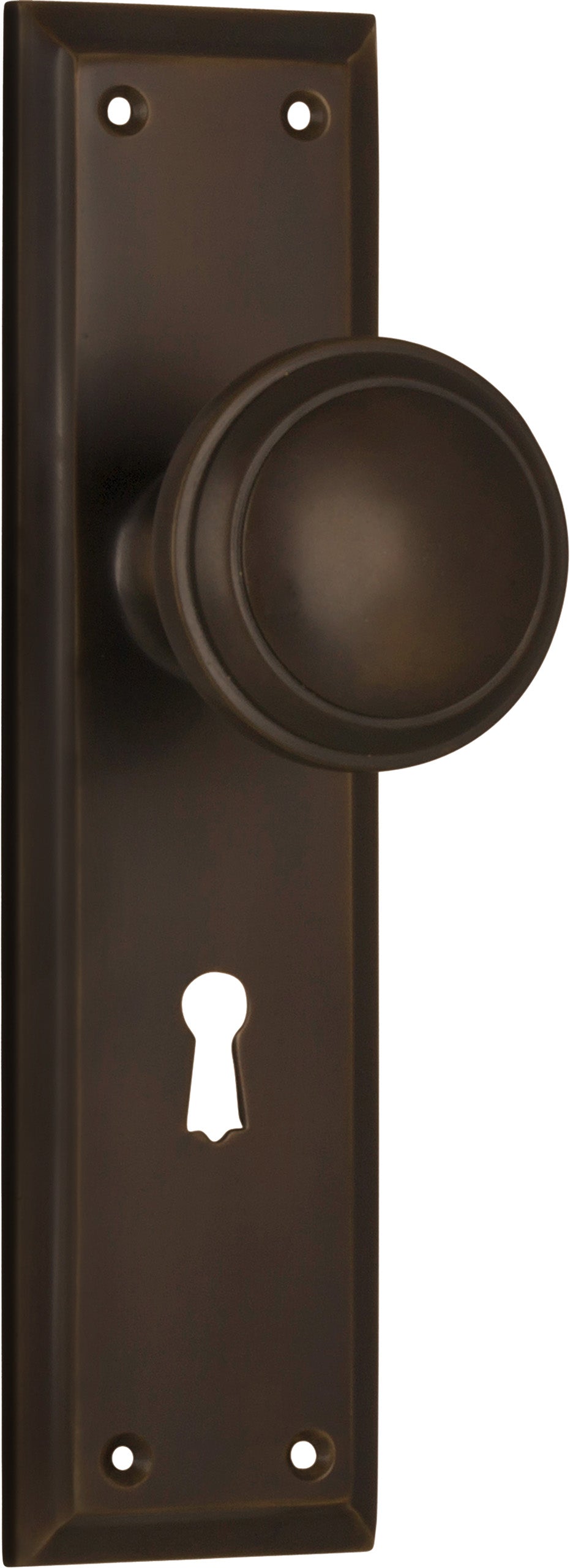 Milton Knob - Long Backplate Antique Brass / Lock | Lock (Skeleton Key)