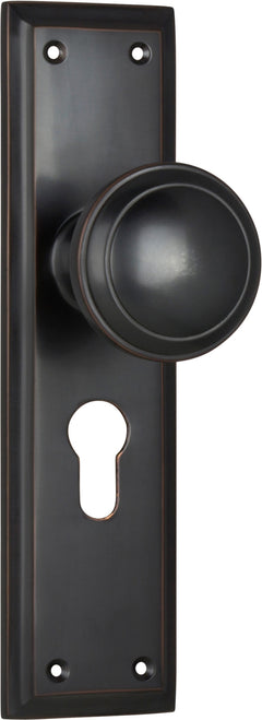 Milton Knob - Long Backplate Antique Copper / Euro | Entrance