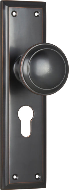 Milton Knob - Long Backplate Antique Copper / Euro | Entrance