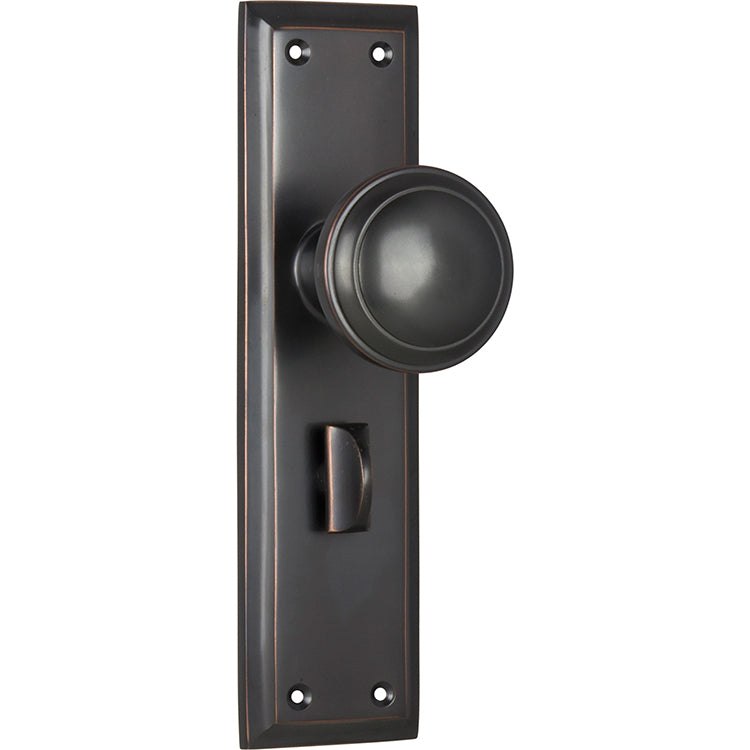 Milton Knob - Long Backplate Antique Copper / Privacy | Privacy