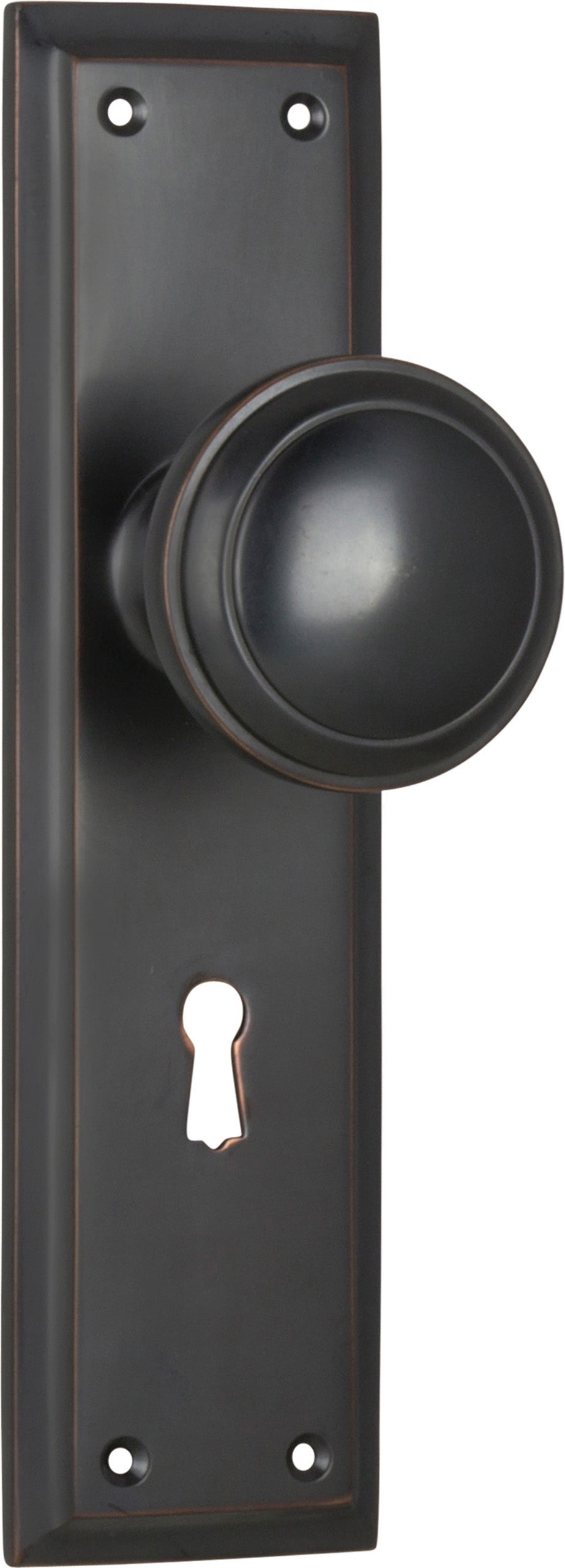 Milton Knob - Long Backplate Antique Copper / Lock | Lock (Skeleton Key)