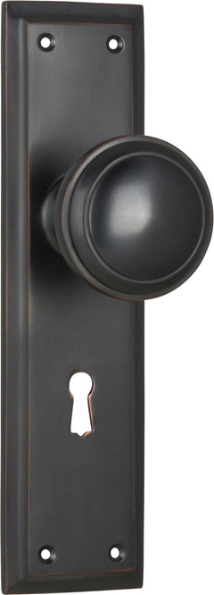 Milton Knob - Long Backplate Antique Copper / Lock | Lock (Skeleton Key)