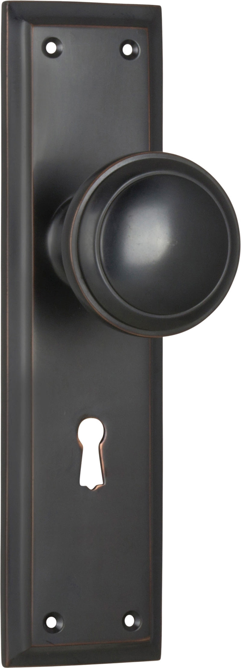 Milton Knob - Long Backplate Antique Copper / Lock | Lock (Skeleton Key)