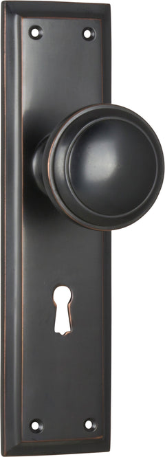 Milton Knob - Long Backplate Antique Copper / Lock | Lock (Skeleton Key)
